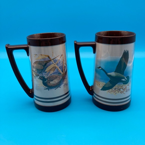 Vintage Thermo-Serv Les Kouba Wildlife Mugs - Set of 2 (Goose & Pheasant) - Picture 3 of 8
